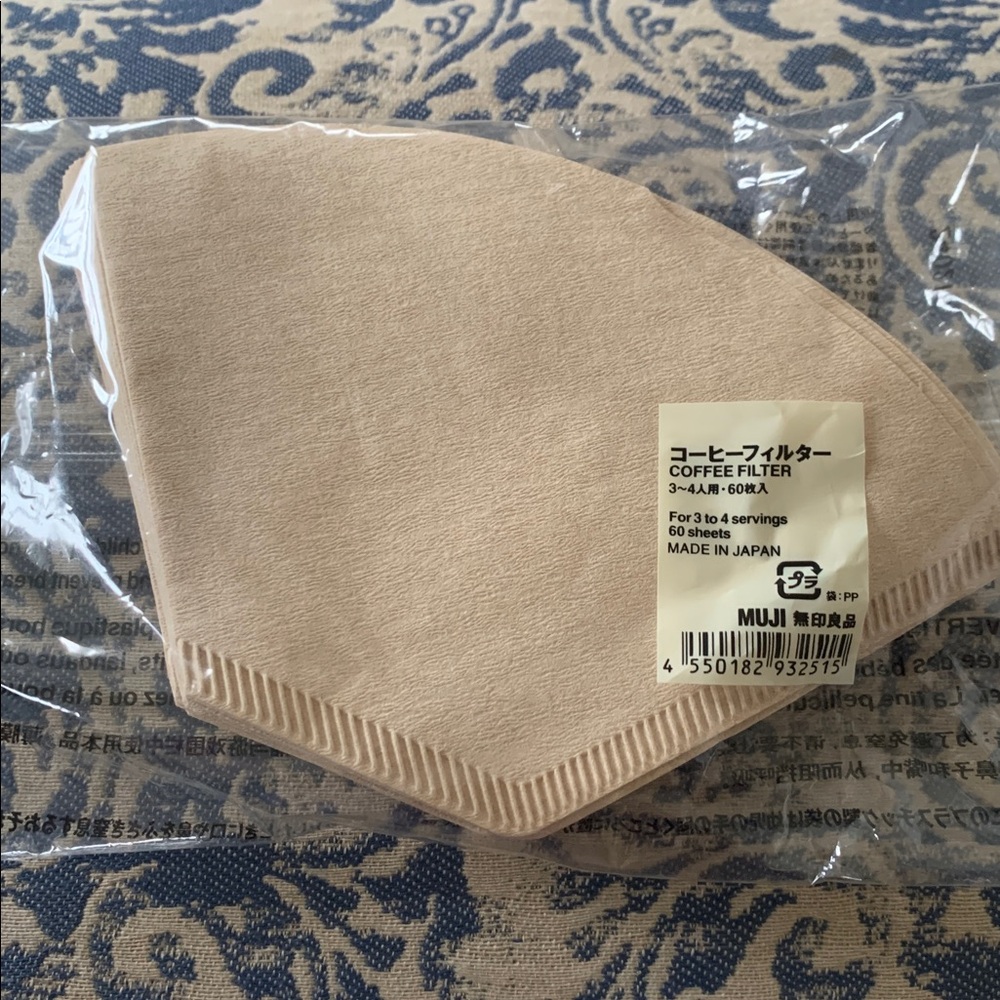 Muji Pour Over Coffee Filters Unbleached 60 Pieces